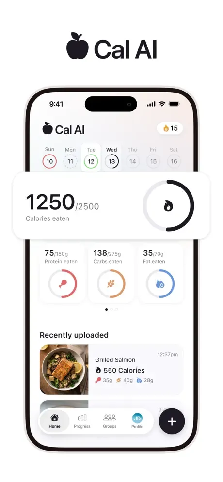 Store screenshot: a clean white layout with a logo lockup above a nutrition dashboard