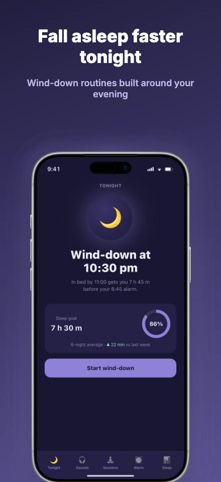 Drift app screenshot template, screen 1 of 5 — Drift — a sleep & meditation app