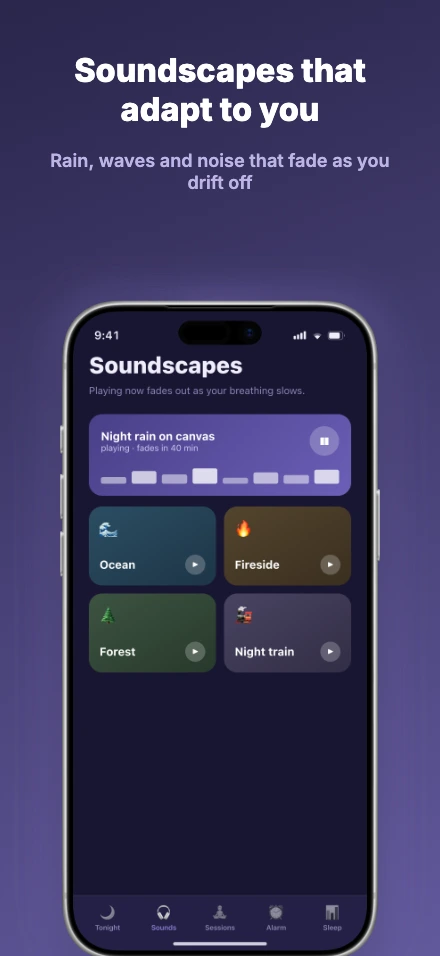 Drift app screenshot template, screen 2 of 5 — Drift — a sleep & meditation app