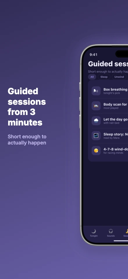 Drift app screenshot template, screen 3 of 5 — Drift — a sleep & meditation app