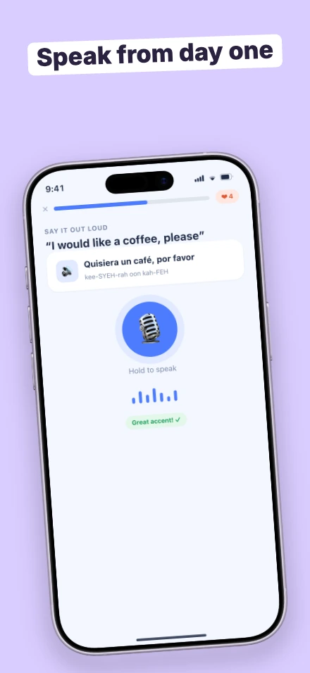 Lingo app screenshot template, screen 2 of 5 — Lingo — a language-learning app