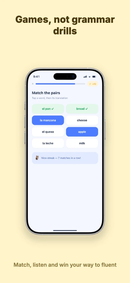 Lingo app screenshot template, screen 3 of 5 — Lingo — a language-learning app