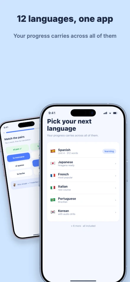 Lingo app screenshot template, screen 5 of 5 — Lingo — a language-learning app