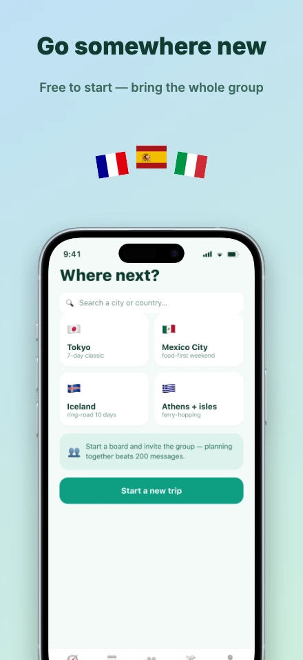 Roam app screenshot template, screen 5 of 5 — Roam — a trip planner