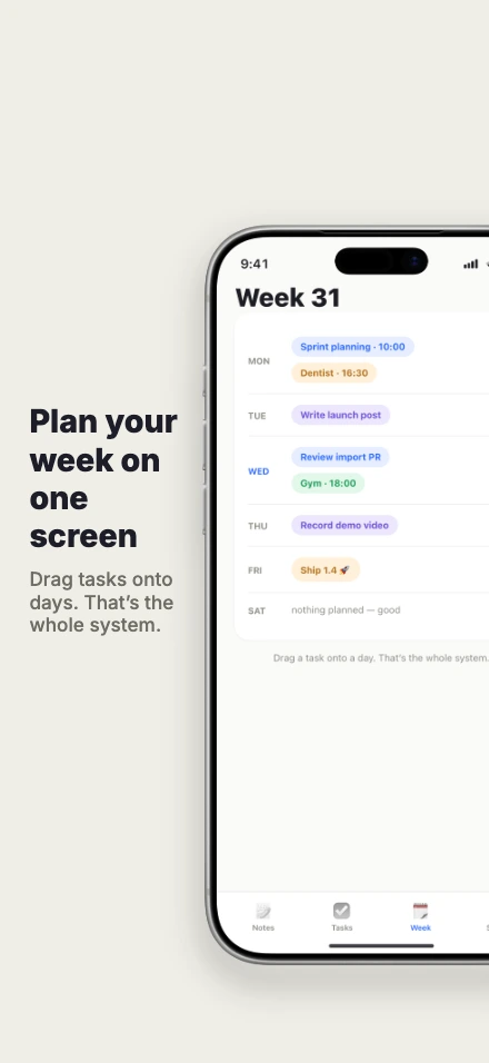 Slate app screenshot template, screen 3 of 5 — Slate — a notes & tasks app